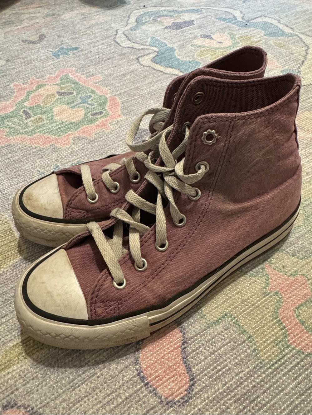 Converse High-Top Canvas Sneakers in Mauve
